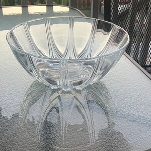ABPG Clear Crystal Glass Art Deco Fruit Centerpiece Bowl 10x4.25x5"
